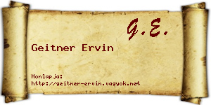 Geitner Ervin névjegykártya